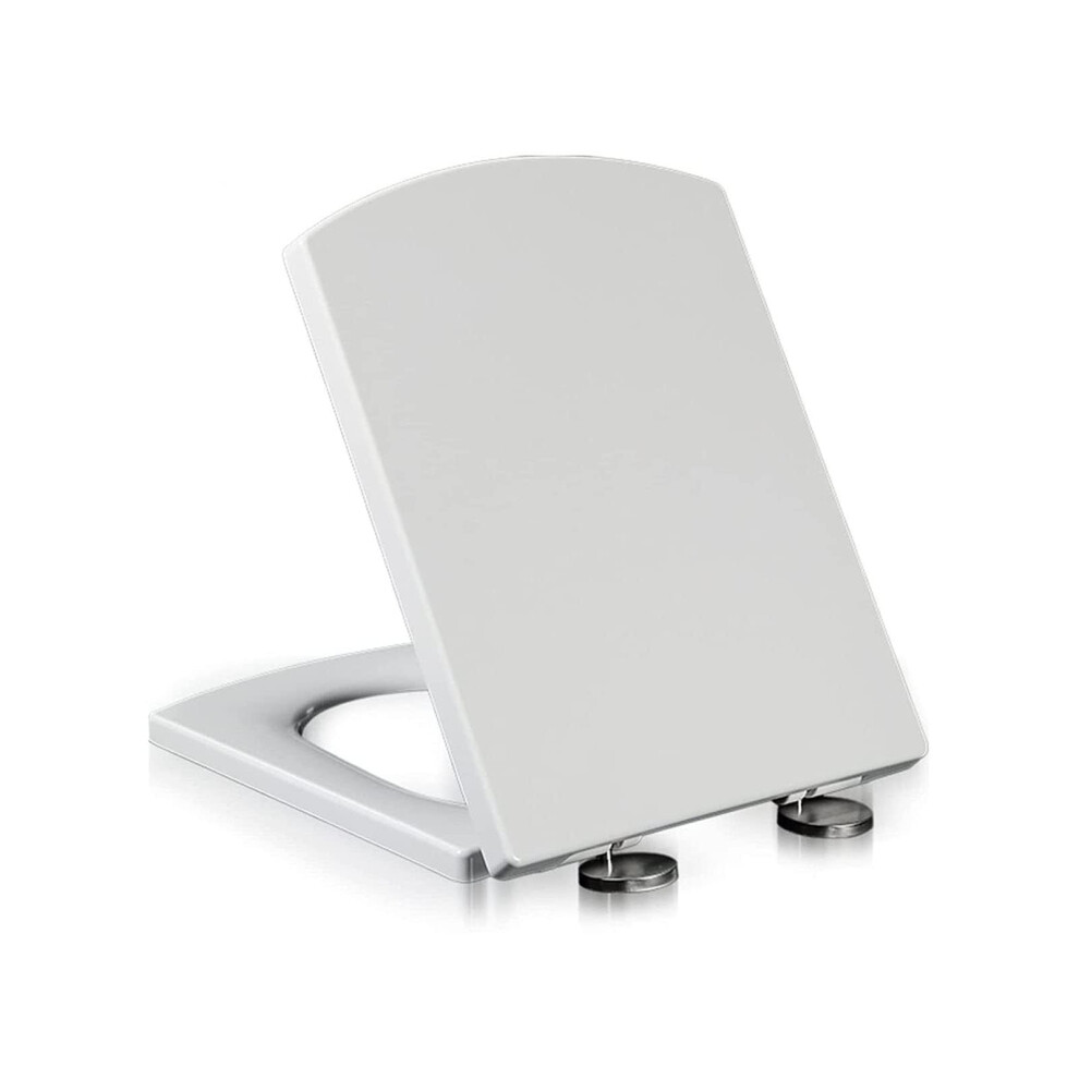 Square Toilet Seat With Soft-Close Mechanism, Quick Release Function, Universal White, Ergonomic Design, 47X37cm 6447073078736