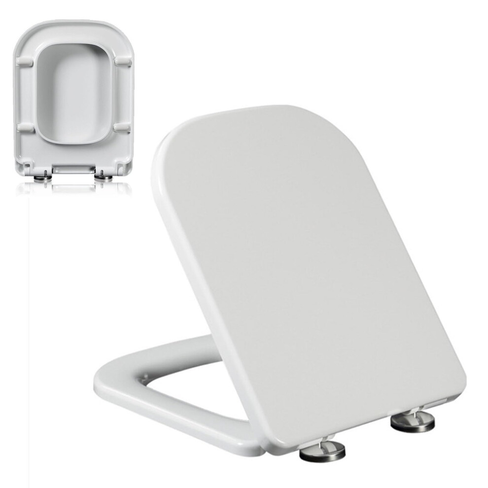 04B Pp Toilet Seat With Soft-Close Mechanism And Quick Release, Universal White Square Toilet Lid With Metal Hinge 6038364705600