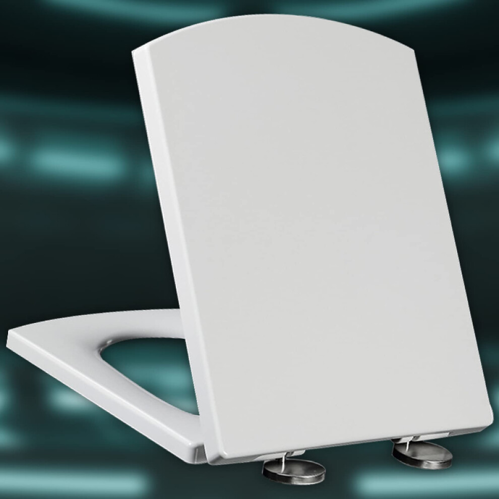 Quadratic Toilet Seat With Soft-Close Mechanism, White, 44-50X37cm, Top-Fixing, Adjustable Hinges, Sturdy Lid 6447073080128
