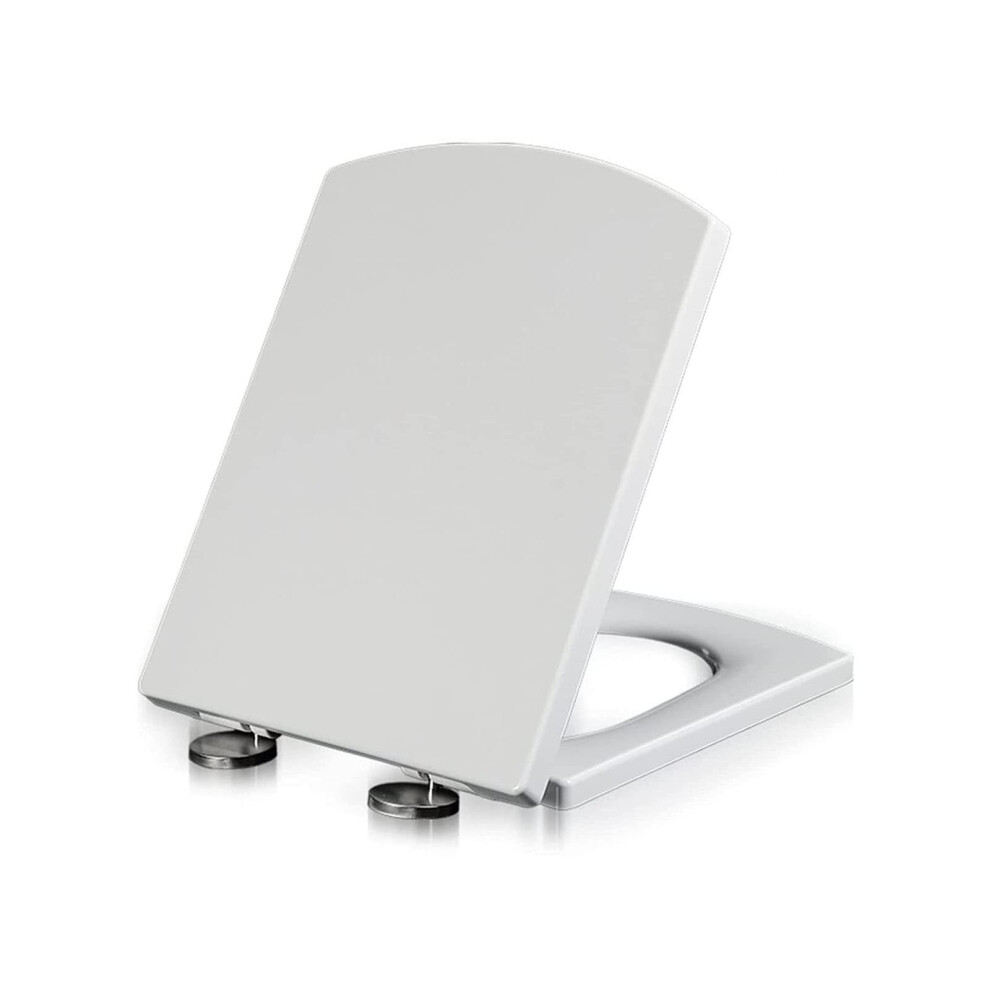 Square Toilet Seat With Soft-Close Mechanism, White Duroplast, Removable 34.5X43cm Replacement Lid For Square Toilets 6482260070216