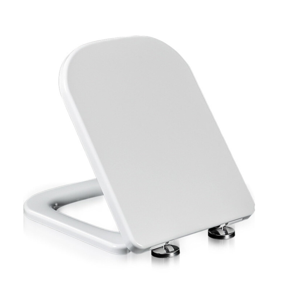 Square Toilet Seat With Soft-Close Mechanism, Quick Release Pp Lid, Antibacterial, 04B Model, White Color 6947110570105
