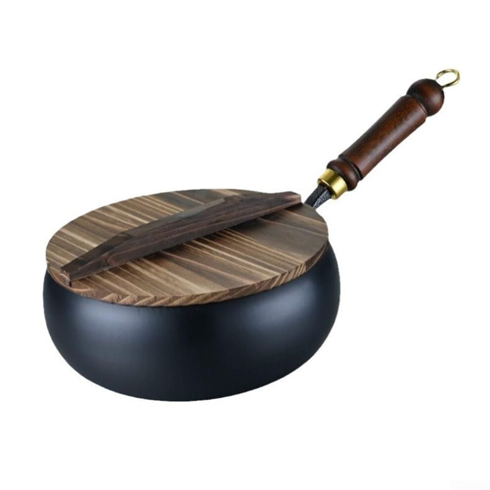 Traditional Handcrafted Iron Frying Pan Uncoated 28 cm with Wooden Lid for Superior Cooking Performance-image-OPC-PK2PFHK-NEW