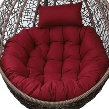 Thick Round Hammock Seat Pad with Headrest for Hanging Egg Chair, Wine Red, Washable Cushion Replacement, 1 Count