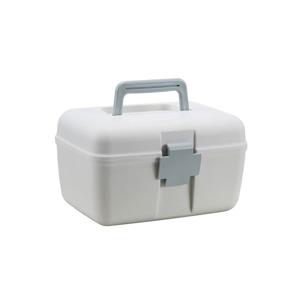 First Aid Kit 9.64 Inch Plastic Portable Medical Storage Box with Handle for Household Use Color A