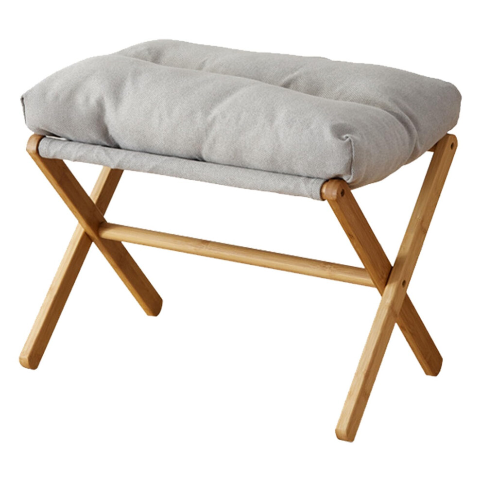 Folding Footrest, Modern X-Shaped Foot Stool with Soft Cushion, Metal Frame, Grey, Ideal for Living Room, Bedroom, Office-image-OPC-PK2PKCR-NEW