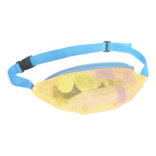 Mesh Waist Bag - Adjustable Mesh Crossbody Beach Bag with Neck Strap, Yellow Blue Ribbon for Swimming, Travel, and Picnic