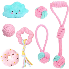 7Pcs Small Dog & Puppy Toys Set - Natural Cotton Rope, Squeaky Plush, Teething Toys for Small to Medium Dogs