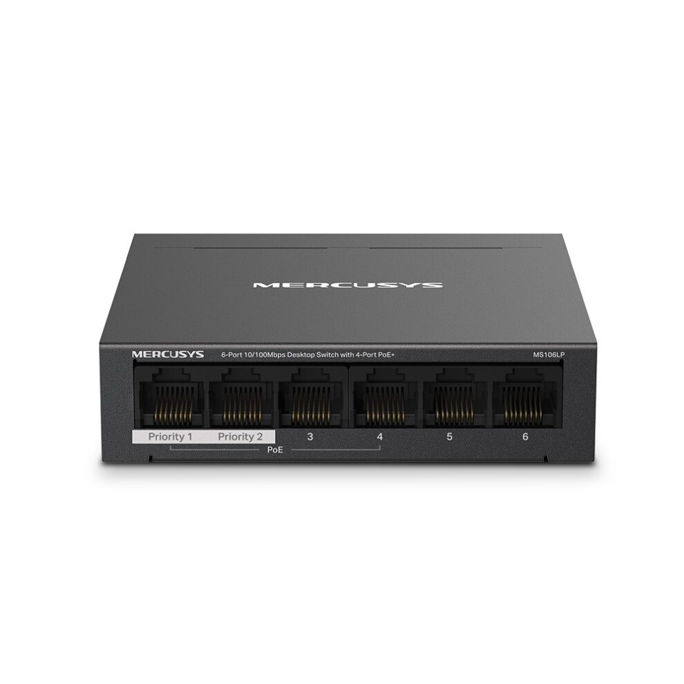 TP-Link Mercusys MS106LP PoE+ Switch 6 Ports mit 4 PoE+, 30W für PoE Port, 40W an Allen Ports, 802.3af/at, 2 Uplink Ports für Internet und NVR, Metallgehäuse, Ethernet-Splitter, Plug & Play - Bild 3