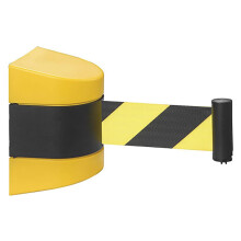 Retractable Barrier for Crowd Control - Magnetic Telescopic Belt Barrier with 15" Yellow Strap and ABS Plastic Wall Tray