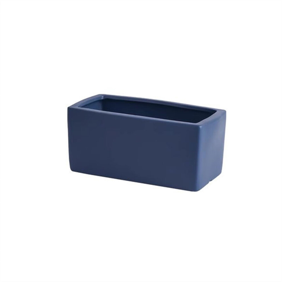 PflanzentÃ¶pfe Rechteckiger Keramik-Ãbertopf Mit Tablett, Skandinavisch, Klein, Deep Blue, Perforiert, BÃ¼ro-Desktop-image-OPC-PK2Q77Q-NEW