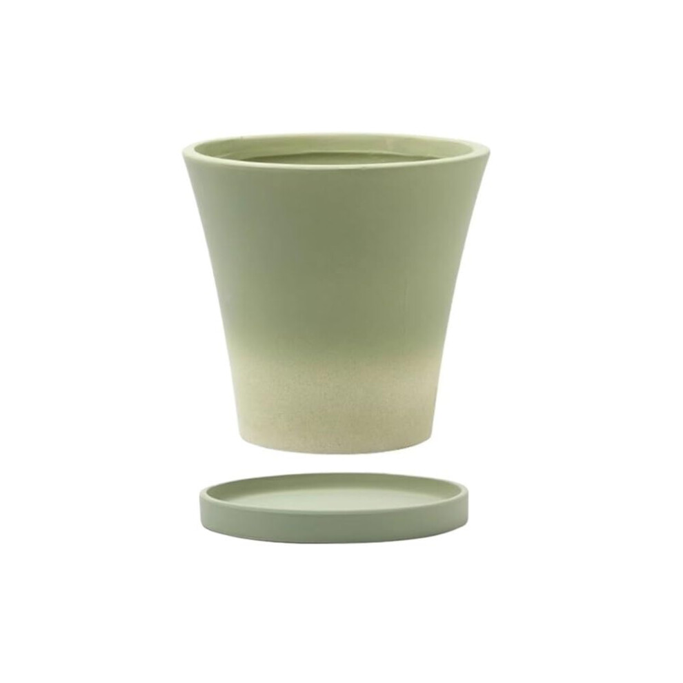 Ceramic Plant Pots with Drainage Hole and Tray, Gradual Green Flower Pots Set for Indoor, Outdoor, Balcony, Garden-image-OPC-PK2Q7BQ-NEW