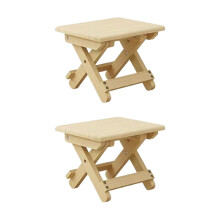 Compact Folding Wooden Stool Set of 2, Portable Picnic Chair, 9.4 x 7.8 x 7.8 Inch, X-Shaped Garden Shower Stool