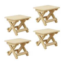 4-Piece Compact Wooden Folding Stool, 24x20x20 cm, X-Shaped Design, Garden and Picnic Seat for Living Room Use