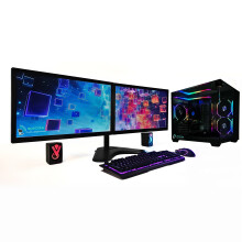 20 Core i7 Gaming PC 16GB RAM/500GB SSD/3TB HDD/W11/RTX 5060 8GB 2x24" Monitors - Refurbished