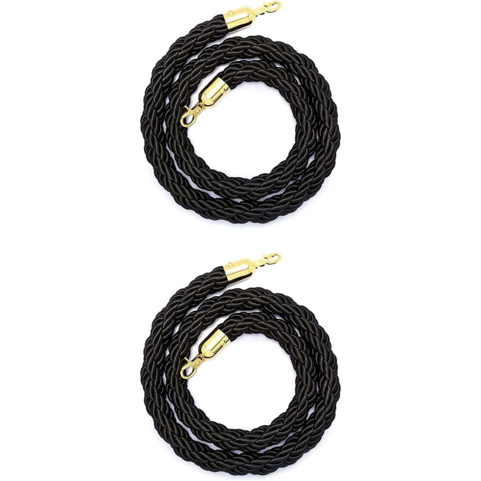 Seilbarrieren Rungenseil Set, 2M/6.5Ft Geflochtenes Hanfseil Fã¼R Menschenmengenkontrolle In Restaurant Und Kino, Schwarz 6482260075846