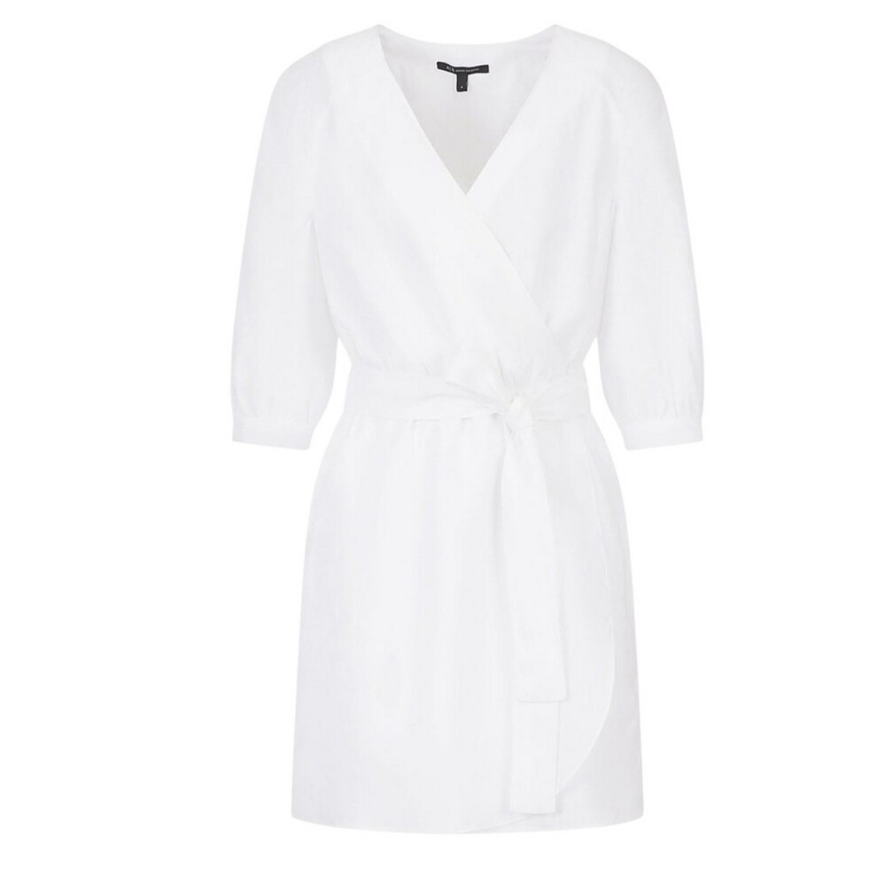 (4 UK, White) Armani Exchange Womens/Ladies Plain Mini Dress-image-OPC-PK2QFX5-NEW