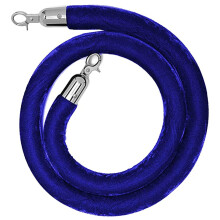 Queue Barrier 5Ft Blue Velvet Rope Barrier with Silver Hooks for Crowd Control and Carpet Events