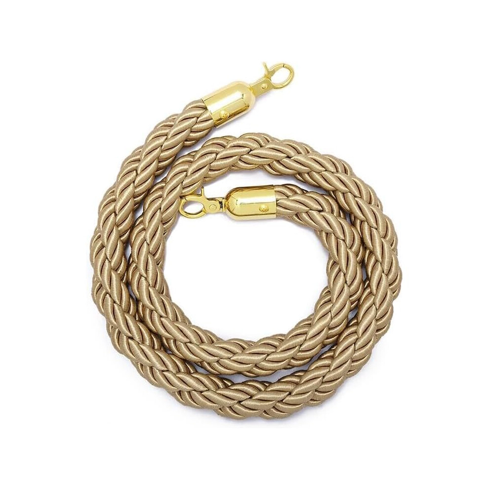 1.5M Beige Barrier Rope With Post For Queues, Twisted Divider Rope For Crowd Control In Hotels And Banks 6038364713162