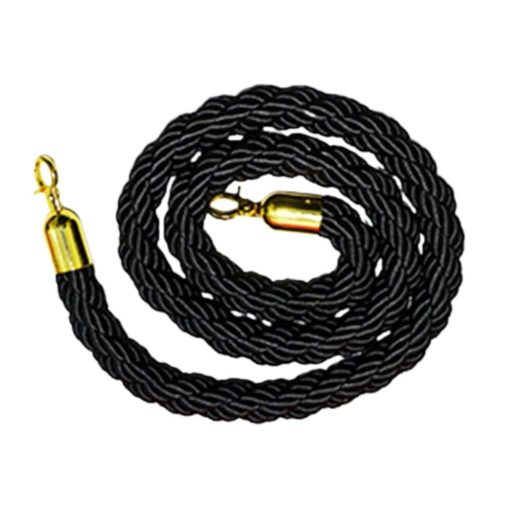Stanchion Crowd Control Rope 4Ft Black Braided Hemp With Gold Hooks For Restaurant And Hotel Queue Management 6947110577340
