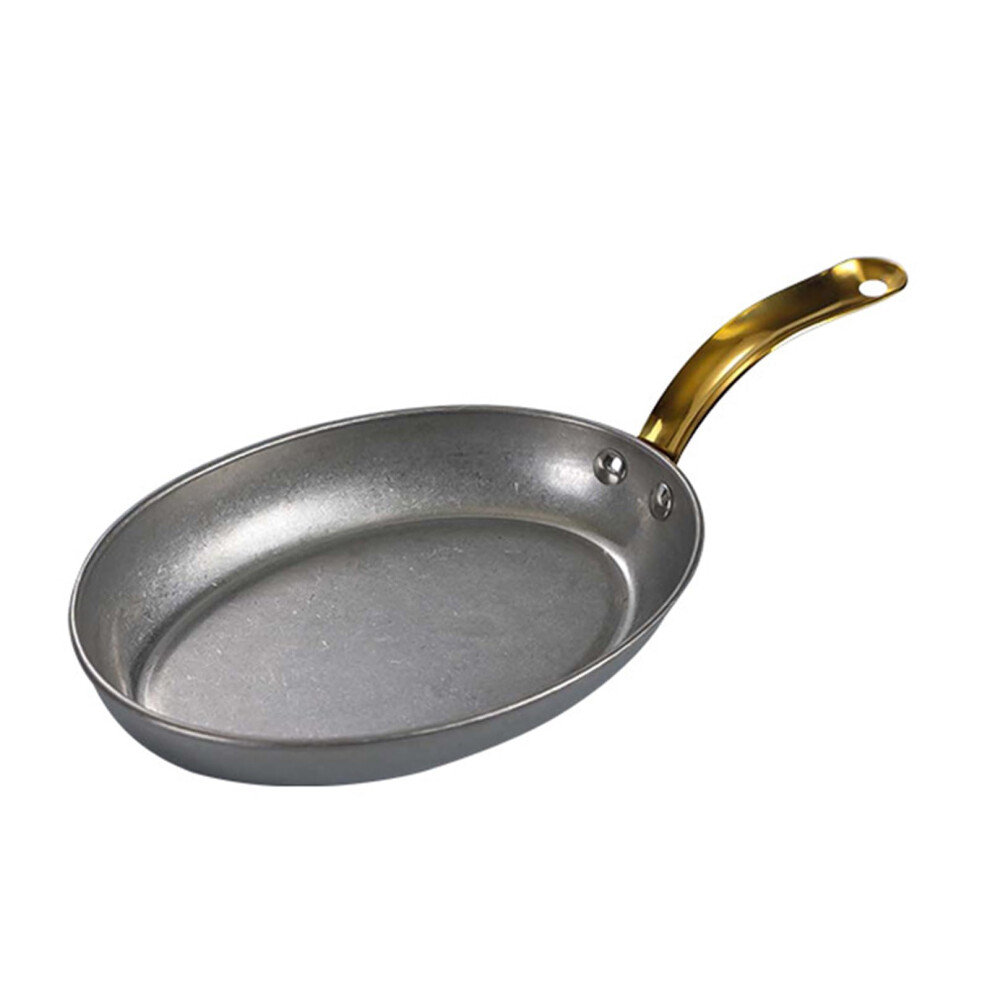 Oval Spanish Paella Pan 14cm Silver, Non-Stick Coating, Easy Handle, Uncoated Frying Pan for Seafood in Households and Restaurants-image-OPC-PK2QJJ8-NEW