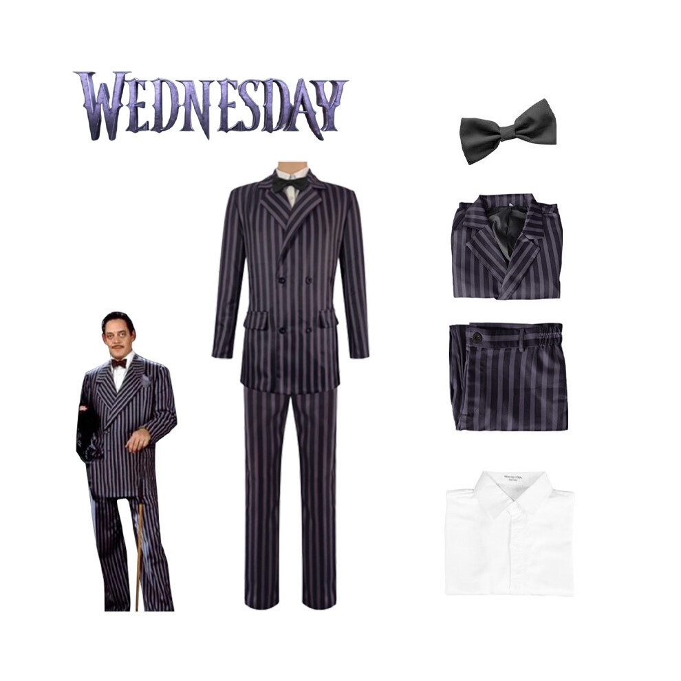 (XL) Addams The Family Gomez Addams Cosplay Costume Halloween Carnival Outfits Suit