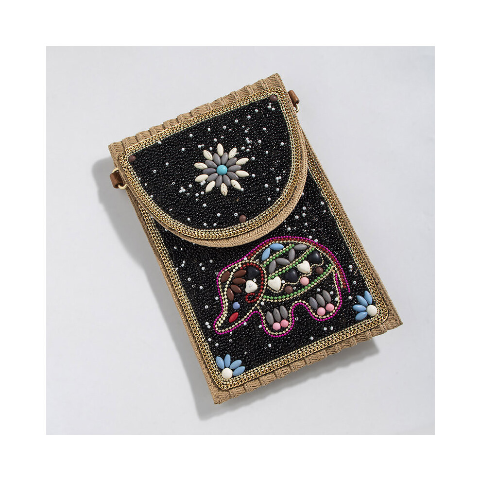 (StrawBag12) Style Straw Bohemian Bag With Turquoise Bead Pattern And Inner Compartments For Use Daily-image-OPC-PK2RK5X-NEW