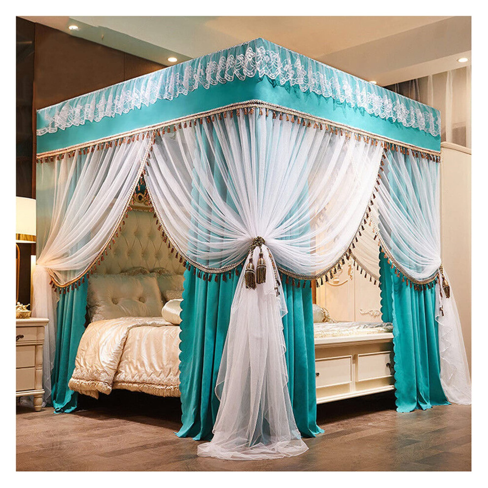 Princess Bed Curtains Mosquito Net Canopy for Bedroom King Size 1.8x2m with Metal Bracket Darkening Feature
