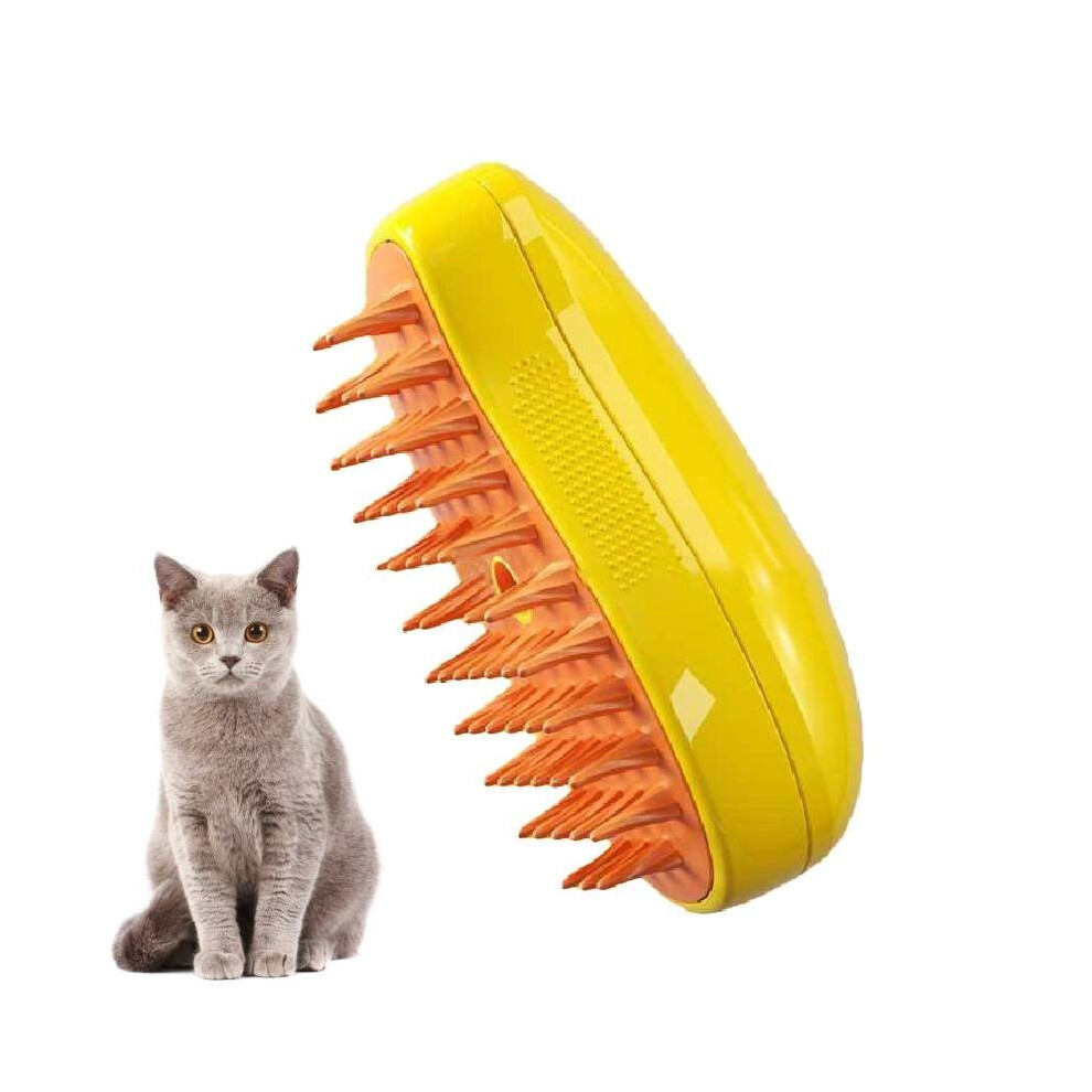 (Mango Yellow) In 3 1 Dog Cat Steam Brush Pet Electric Spray Massage Comb Pet Hair Removal Comb-image-OPC-PK2RXQ9-NEW