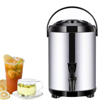 Edelstahl Heißwasserspender 10L Kaffee Urne Mit Deckel Zapfhahn Isoliert Schwarz Milch Tee Eimer Barrel