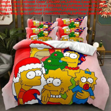 (Red, Single(135x200cm)) Simpsons The Pattern Digital Print Duvet Cover Pillowcase Set Bedroom Bedding