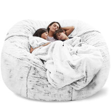 Bohnenbeutel Stuhl Abdeckung Riesenbohnensack Sofabezug Light Gray Flauschige Pelz Kissen Bequem Weich