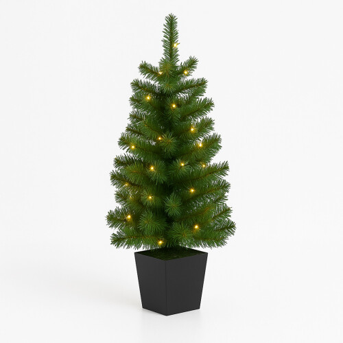 Green 3ft Christmas Tree, Pre-Lit Mini Tree with LEDs for Home Decor