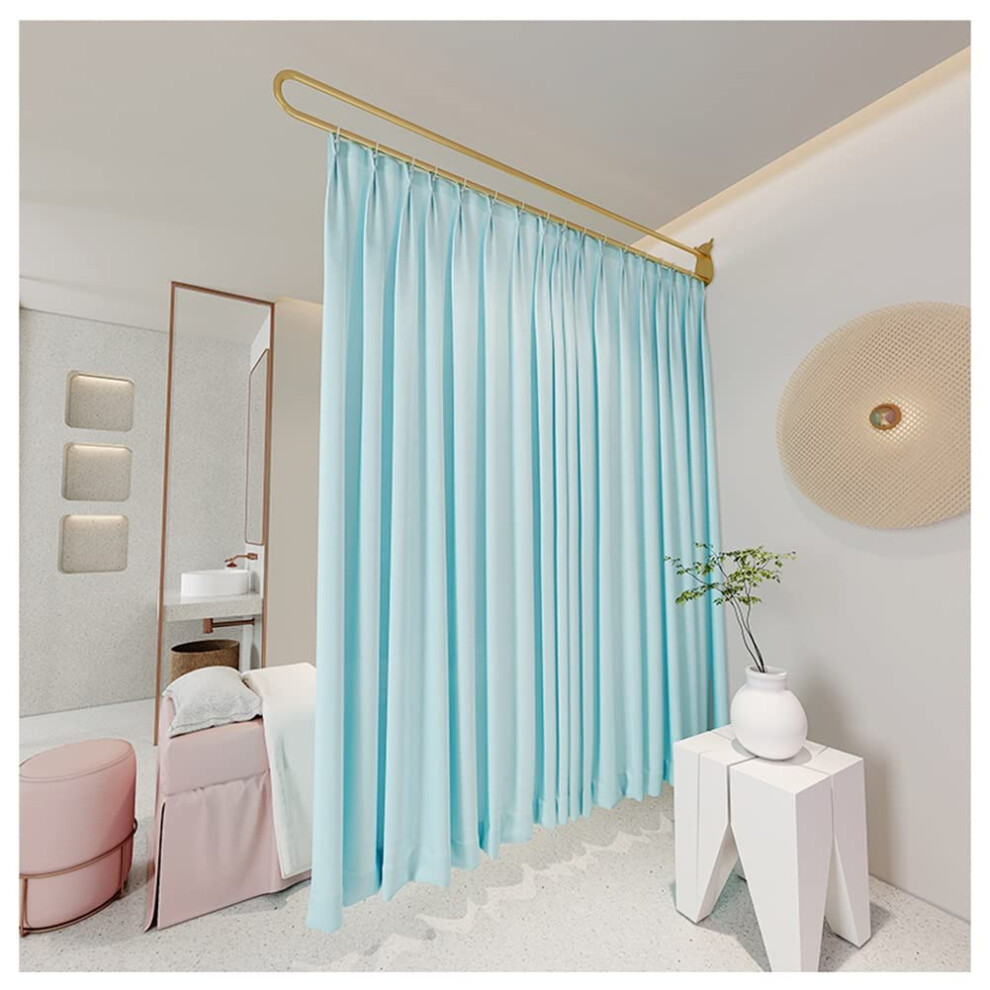 Transparent Privacy Screen Partition for Beauty Salon, 240 cm Height, Blue with Gold Metal Rod, Stylish Room Divider-image-OPC-PK2TJDZ-NEW