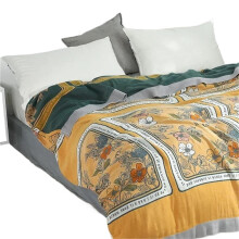 Cover for Air Conditioner, Cooling Cotton Quilt, Thin Double Sofa Towel, Yellow, 150 x 200 cm