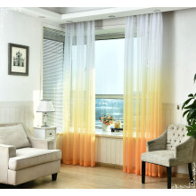 Translucent Curtains Set of 2 with Eyelets, Orange Colour Gradient, Modern Design, 137W x 214H CM, Semi-Transparent for Living Room Bedroom