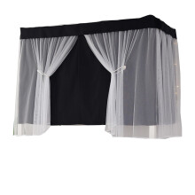 Modern Minimalist Style Bed Curtain for Loft Beds, 1.5M Black Fabric with Encryption, Includes 3 Curtains and 1 Shelf