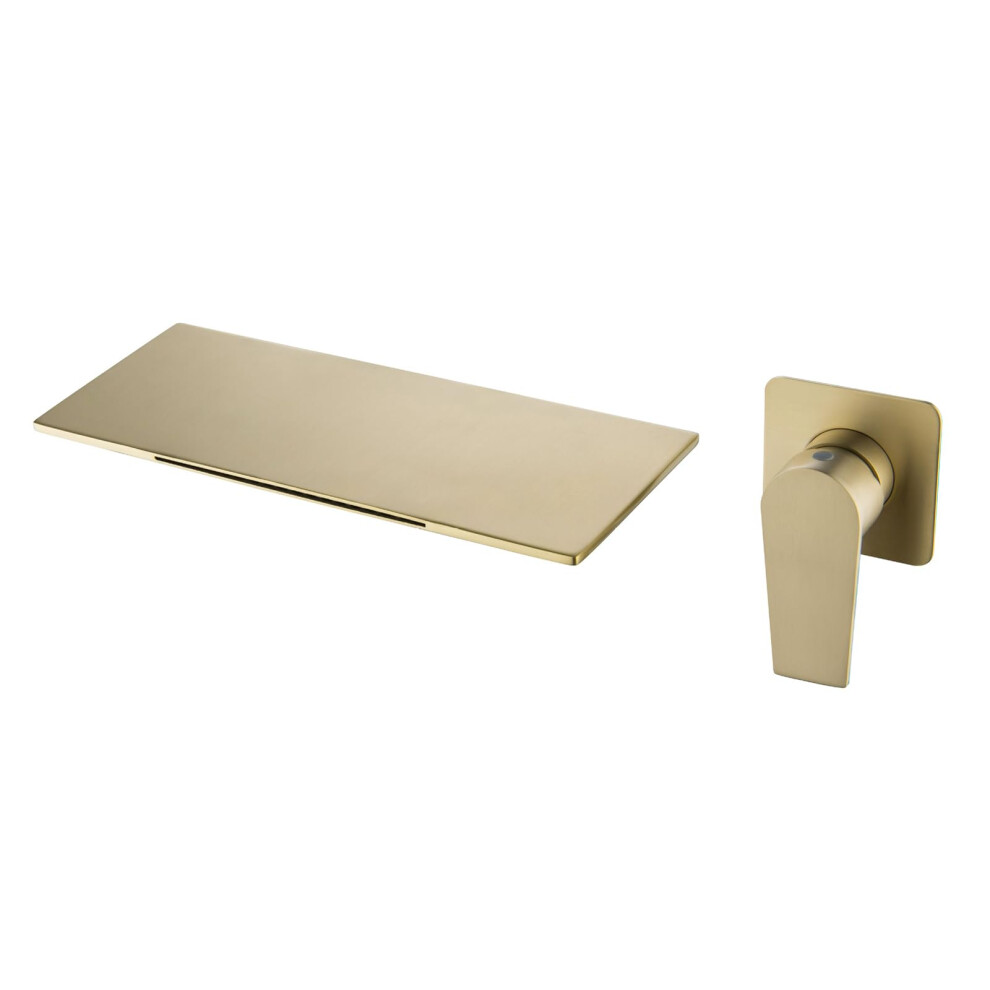 Flush-Mounted Sink Waterfall Mixer Tap Brushed Gold Single Lever G1/2 Washbasin Faucet Bathroom Fixture 6447073092725