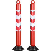 Insulation Stake Fixed Parking Bollards Soft Rubber Traffic Cones with Reflective Collar - Pack of 2, Durable and Weather-Resistant