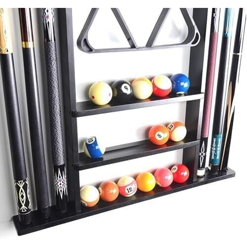 Queue Storage Display Rack Wall-Mounted with 6 Slots – Space-Saving 71.5 cm Portable Pool Cue Organizer 2