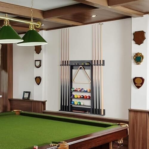 Queue Storage Display Rack Wall-Mounted with 6 Slots – Space-Saving 71.5 cm Portable Pool Cue Organizer 1