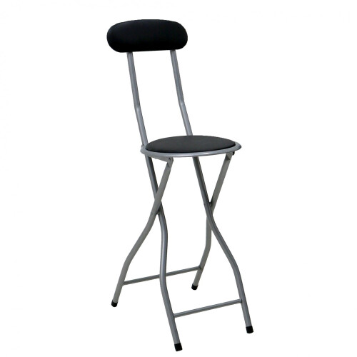 Oypla Oypla Black Padded Folding High Chair Breakfast Kitchen Bar Stool Seat