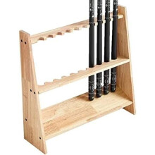 Stable Floor-standing Wooden Cue Holder with 10 Slots for Billiard Cues – Freestanding Stand in 10 Colors for Home and Game Room
