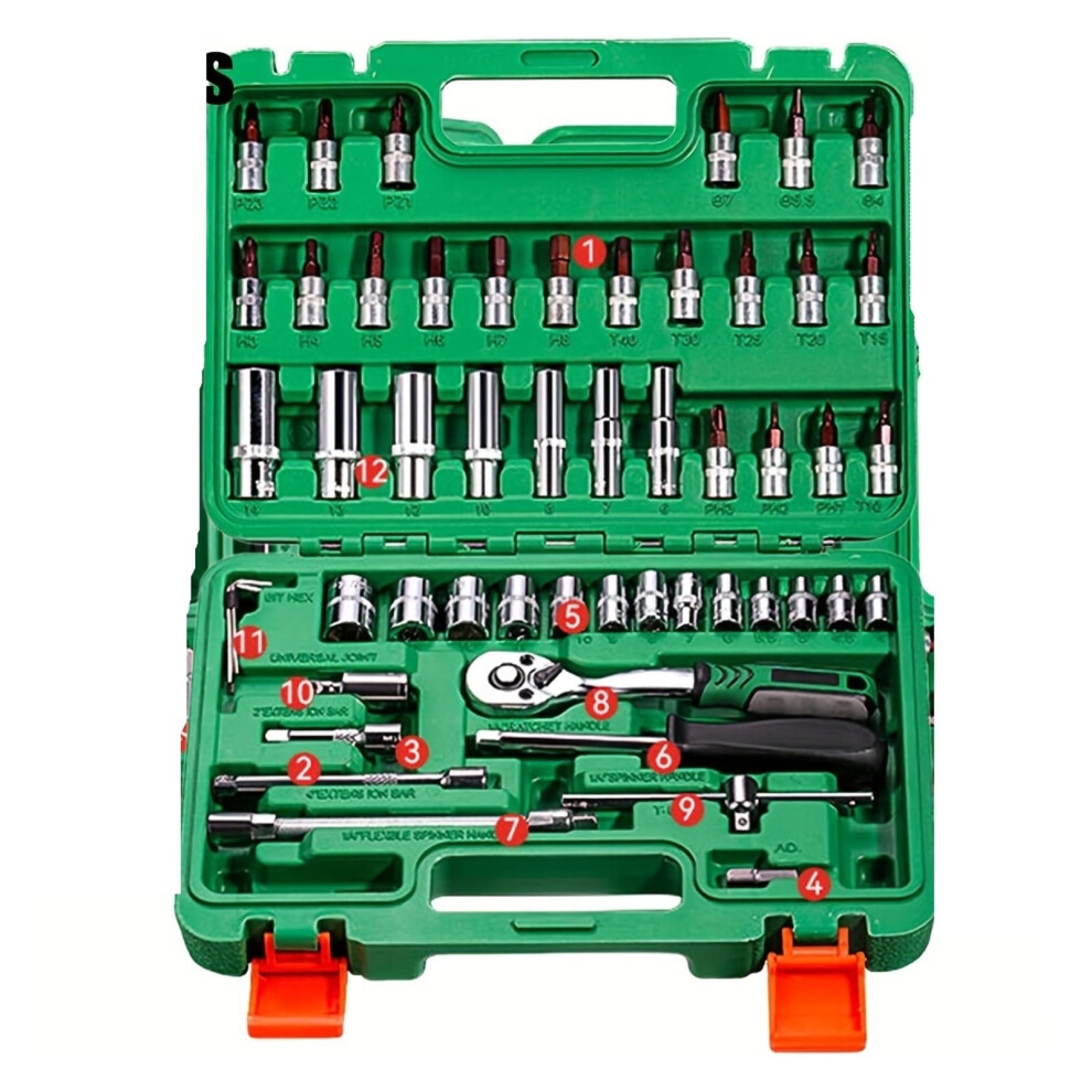 72 Teeth Socket Set 53 Pieces Sae And Metric Hex Bit Ratchet Wrench Tool Set With Durable Chrome Vanadium Steel 6038364722928