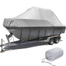 Waterproof Cover for Boats 600D Oxford Fabric, Breathable Winterproof Windproof, 13FT Gray for Yachts Motors Rowing Sailing 420x270cm