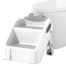 2 Step Stool for Children, 30.5 x 32.5 x 32 cm, Foldable Potty Training Stool, Grey Toilet and Sink Step Stool