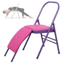 Yoga Chair Folding Inversion Stool for Handstand Training, Purple Lilac PU, Backrest-Free Design for Relaxing Flow and Back Pain Relief