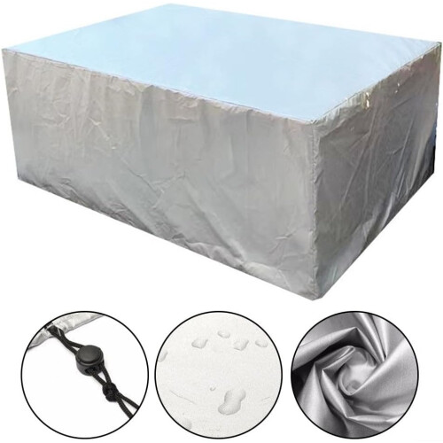 Durable 420D Oxford Outdoor Table Cover, Waterproof, Windproof, UV Protection, Fits Standard Rectangular Tables 2