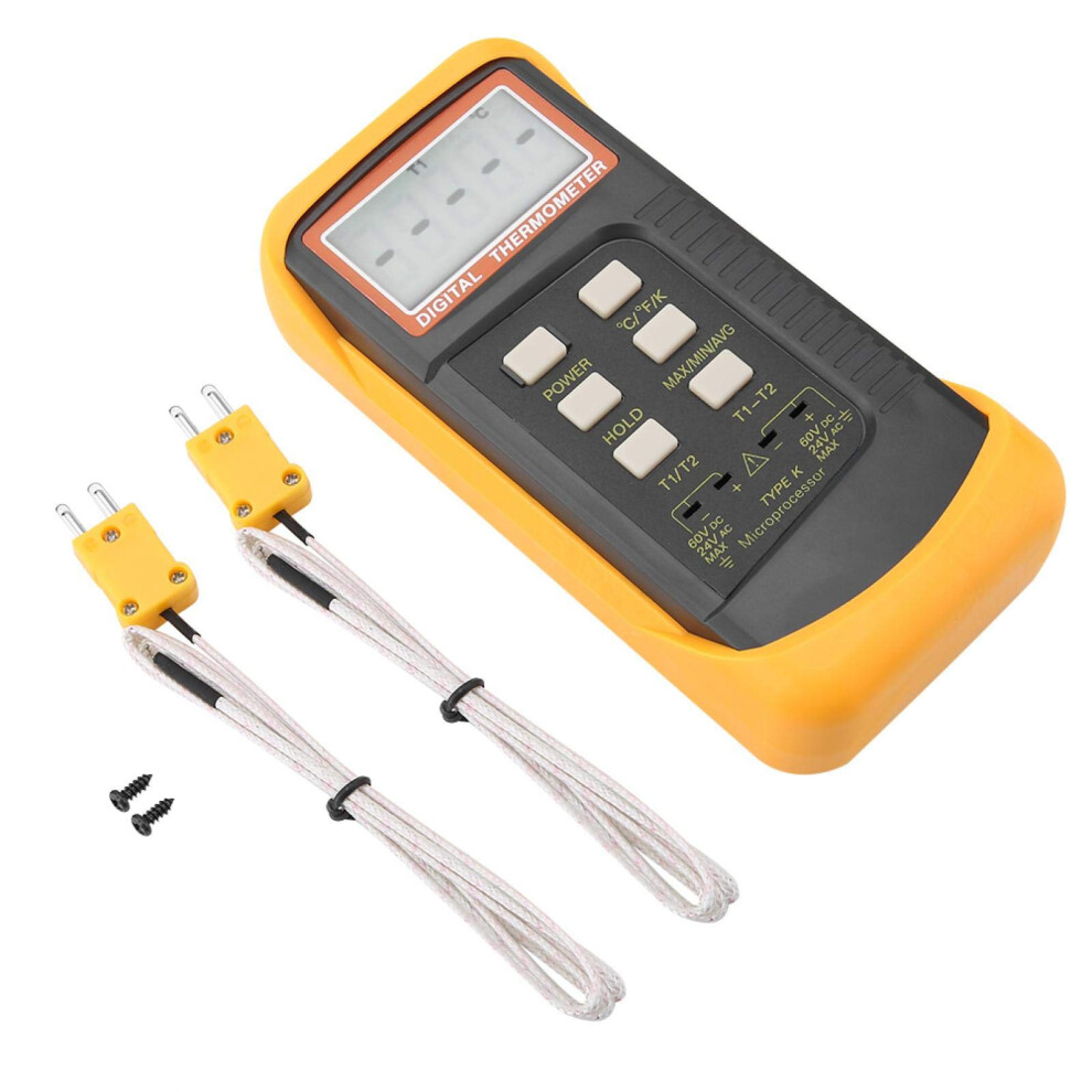 K Type Sensor Thermocouple Digital Thermometer Dual Channel 9V LCD Display -50C to 1300C Model 6802II Temperature Meter