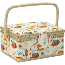 Sewing Basket, Classic Sewing Kit Storage Box, Portable Organizer with Handle, Premium Fabric Craft Supplies Container