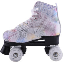 Adult Double Row Roller Skates for Women, High Top Classic Design, 4 Wheels, Size 37, White with White Wheels, Indoor Outdoor Use